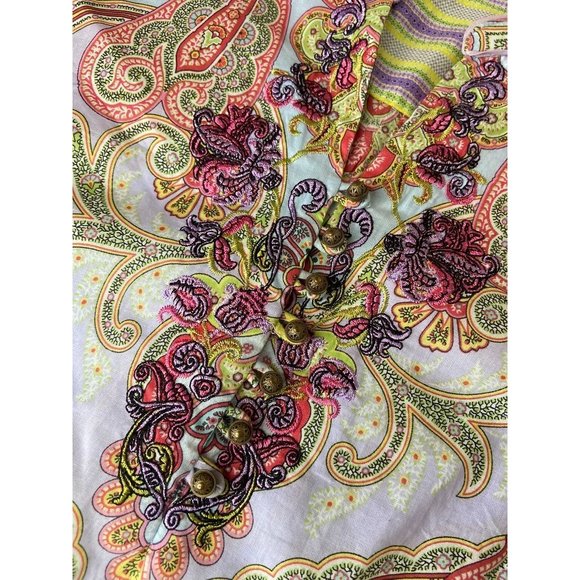 Robert Graham women's XS jolie patterned long sleeve‎ lightweight tunic blouse - Picture 2 of 8